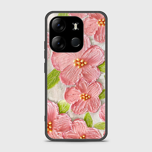 Infinix Smart 7 HD Cover - Floral Series - Design 9 - Pink & Green - HQ Ultra Shine Premium Infinity Glass Soft Silicon Borders Case