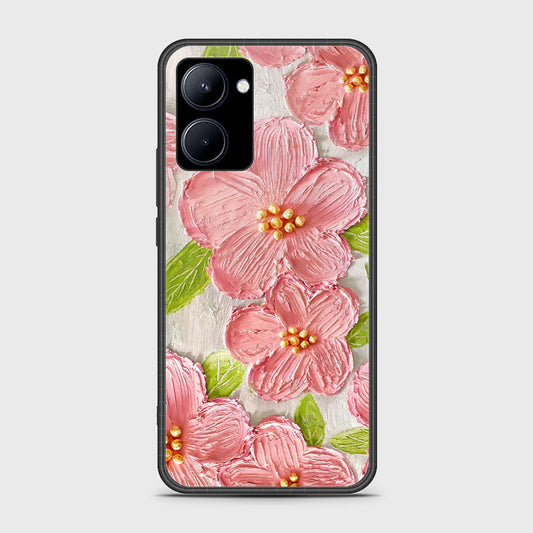 Realme C33 Cover - Floral Series - Design 9 - Pink & Green - HQ Ultra Shine Premium Infinity Glass Soft Silicon Borders Case