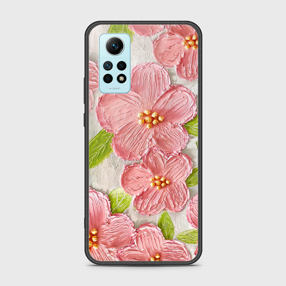 Xiaomi Redmi Note 12 Pro 4G Cover - Floral Series - Design 9 - Pink & Green - HQ Ultra Shine Premium Infinity Glass Soft Silicon Borders Case