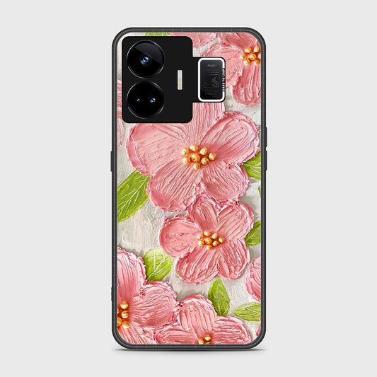 Realme GT Neo 5 Cover - Floral Series - Design 9 - Pink & Green - HQ Ultra Shine Premium Infinity Glass Soft Silicon Borders Case