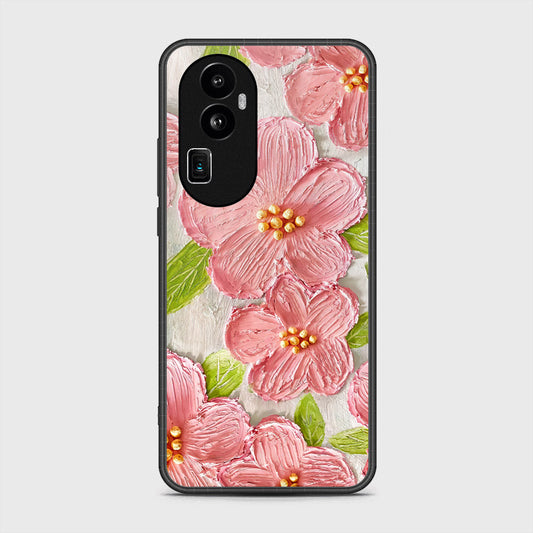 Oppo Reno 10 Pro Plus Cover - Floral Series - Design 9 - Pink & Green - HQ Ultra Shine Premium Infinity Glass Soft Silicon Borders Case