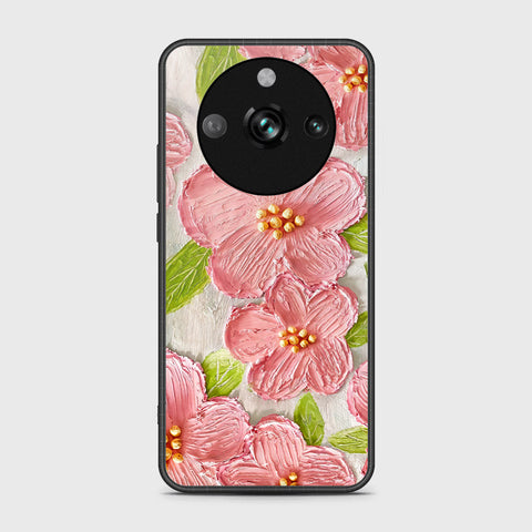 Realme 11 Pro Cover - Floral Series - Design 9 - Pink & Green - HQ Ultra Shine Premium Infinity Glass Soft Silicon Borders Case