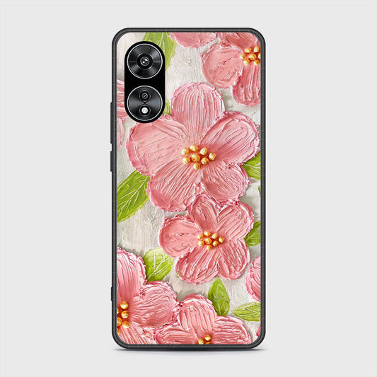 Oppo A97 5G Cover - Floral Series - Design 9 - Pink & Green - HQ Ultra Shine Premium Infinity Glass Soft Silicon Borders Case