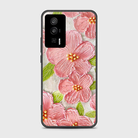 Xiaomi Poco F5 Pro Cover - Floral Series - Design 9 - Pink & Green - HQ Ultra Shine Premium Infinity Glass Soft Silicon Borders Case