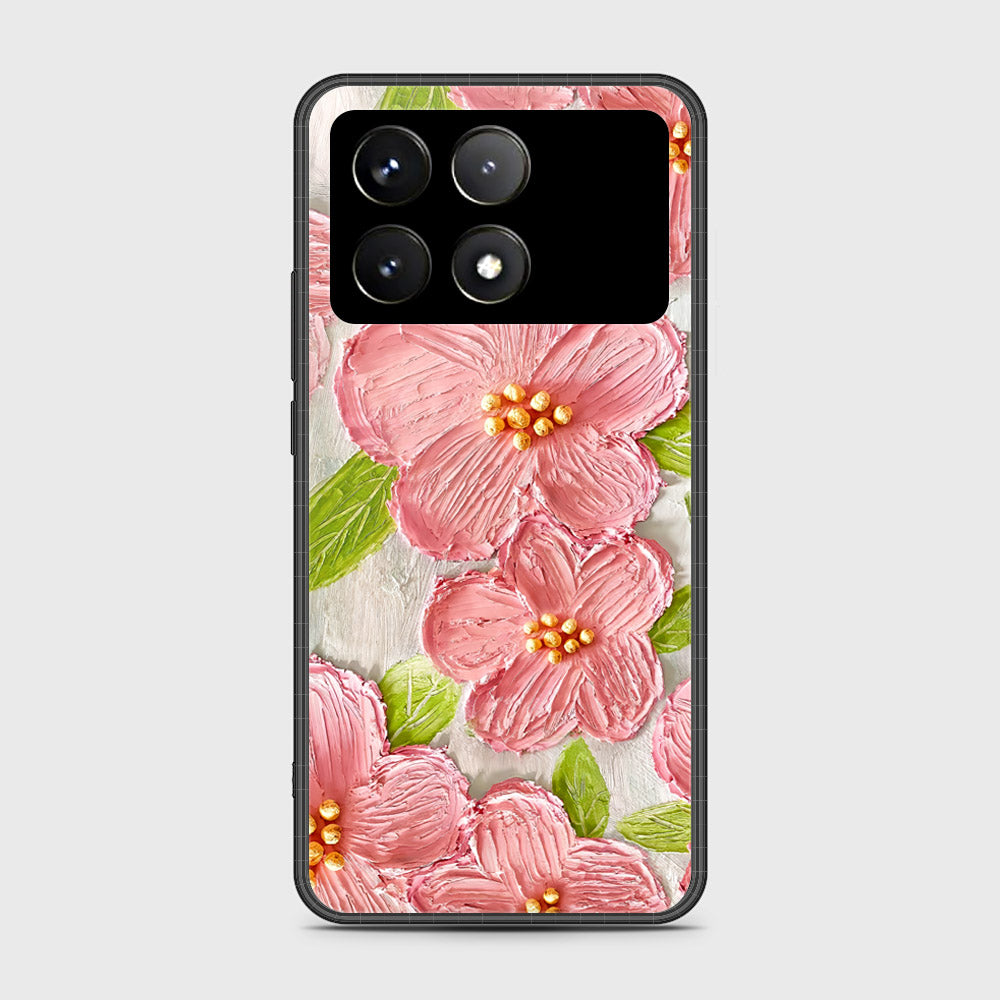 Xiaomi Redmi K70 Cover - Floral Series - Design 9 - Pink & Green - HQ Ultra Shine Premium Infinity Glass Soft Silicon Borders Case