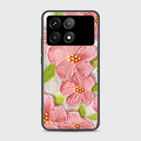 Xiaomi Poco F6 Pro Cover - Floral Series - Design 9 - Pink & Green - HQ Ultra Shine Premium Infinity Glass Soft Silicon Borders Case