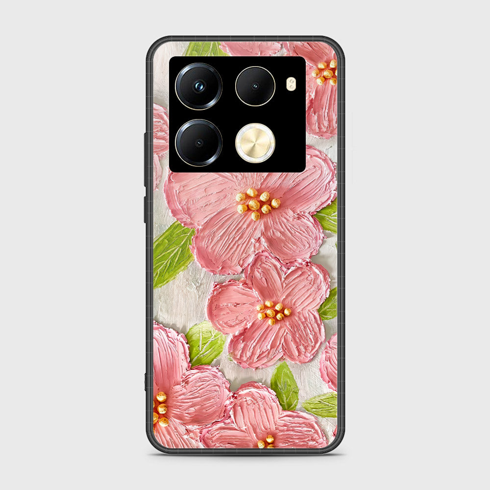 Infinix Note 40 Pro Plus Cover - Floral Series - Design 9 - Pink & Green - HQ Ultra Shine Premium Infinity Glass Soft Silicon Borders Case