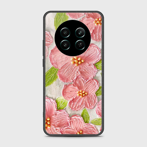 Realme 12 Plus Cover - Floral Series - Design 9 - Pink & Green - HQ Ultra Shine Premium Infinity Glass Soft Silicon Borders Case