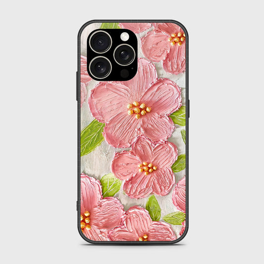 iPhone 15 Pro Cover - Floral Series - Design 9 - Pink & Green - HQ Ultra Shine Premium Infinity Glass Soft Silicon Borders Case