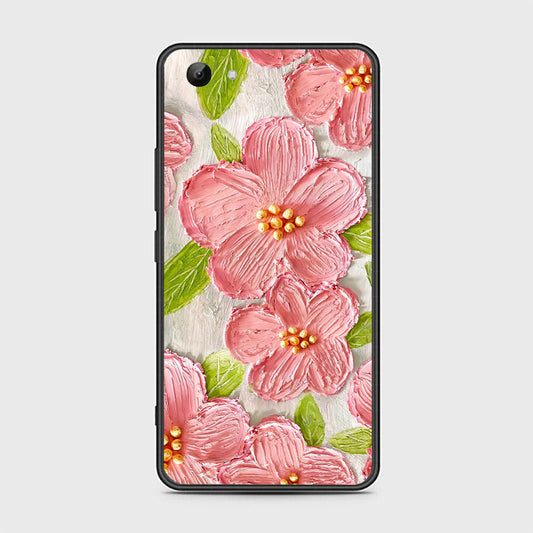 Vivo Y81 Cover - Floral Series - Design 9 - Pink & Green - HQ Ultra Shine Premium Infinity Glass Soft Silicon Borders Case