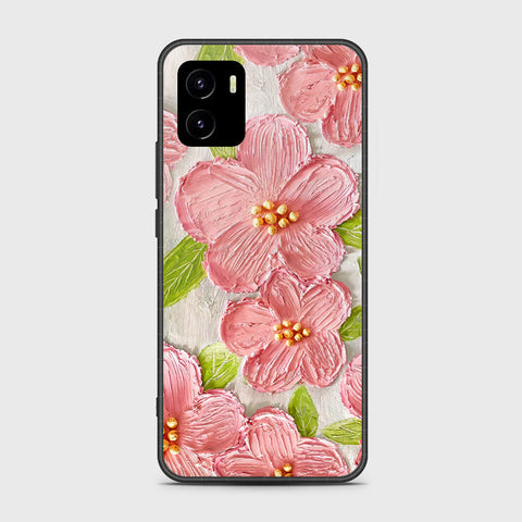 Vivo Y32t Cover - Floral Series - Design 9 - Pink & Green - HQ Ultra Shine Premium Infinity Glass Soft Silicon Borders Case