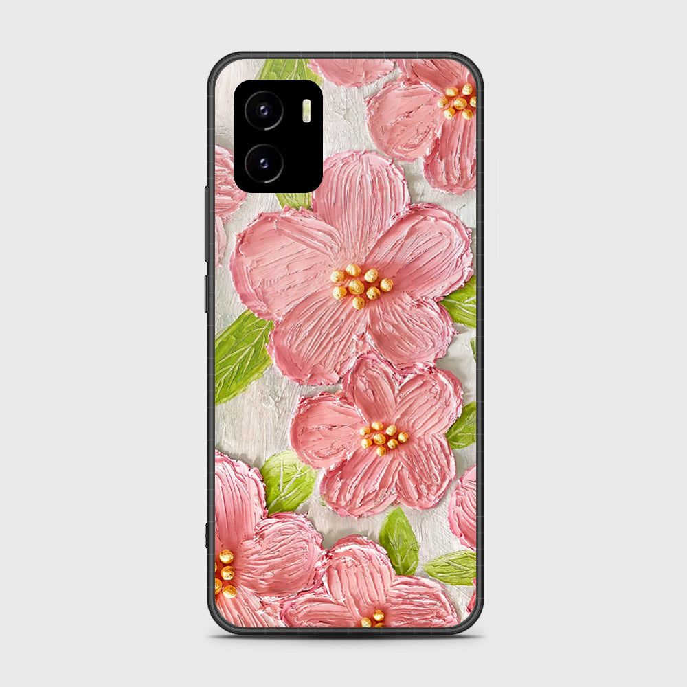 Vivo Y10 Cover - Floral Series - Design 9 - Pink & Green - HQ Ultra Shine Premium Infinity Glass Soft Silicon Borders Case