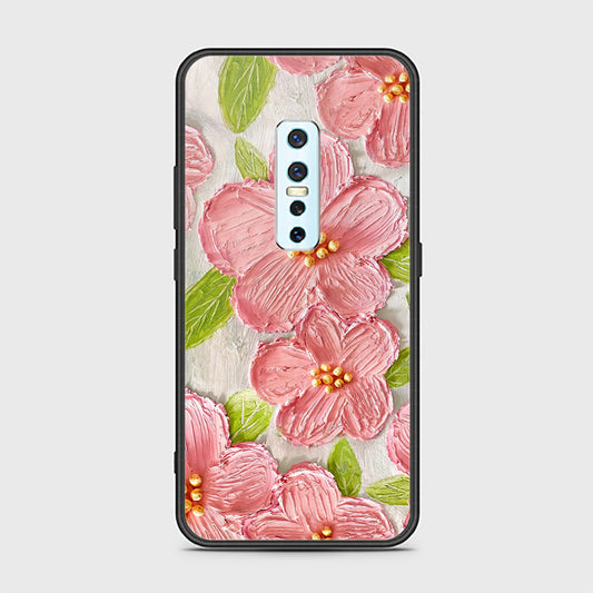 Vivo V17 Pro Cover - Floral Series - Design 9 - Pink & Green - HQ Ultra Shine Premium Infinity Glass Soft Silicon Borders Case