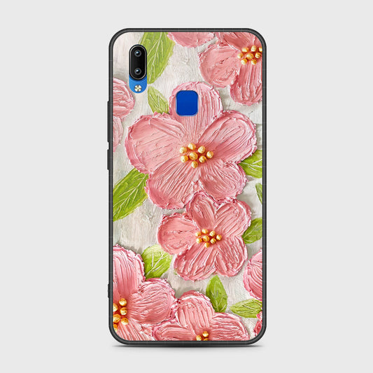 Vivo Y91i Cover - Floral Series - Design 9 - Pink & Green - HQ Ultra Shine Premium Infinity Glass Soft Silicon Borders Case