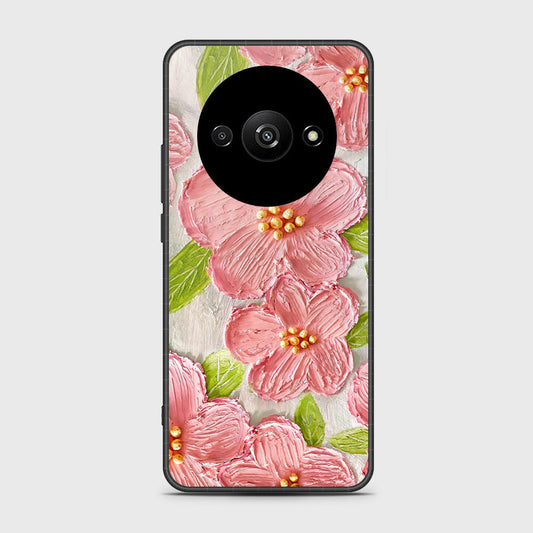 Xiaomi Redmi A3 Cover - Floral Series - Design 9 - Pink & Green - HQ Ultra Shine Premium Infinity Glass Soft Silicon Borders Case