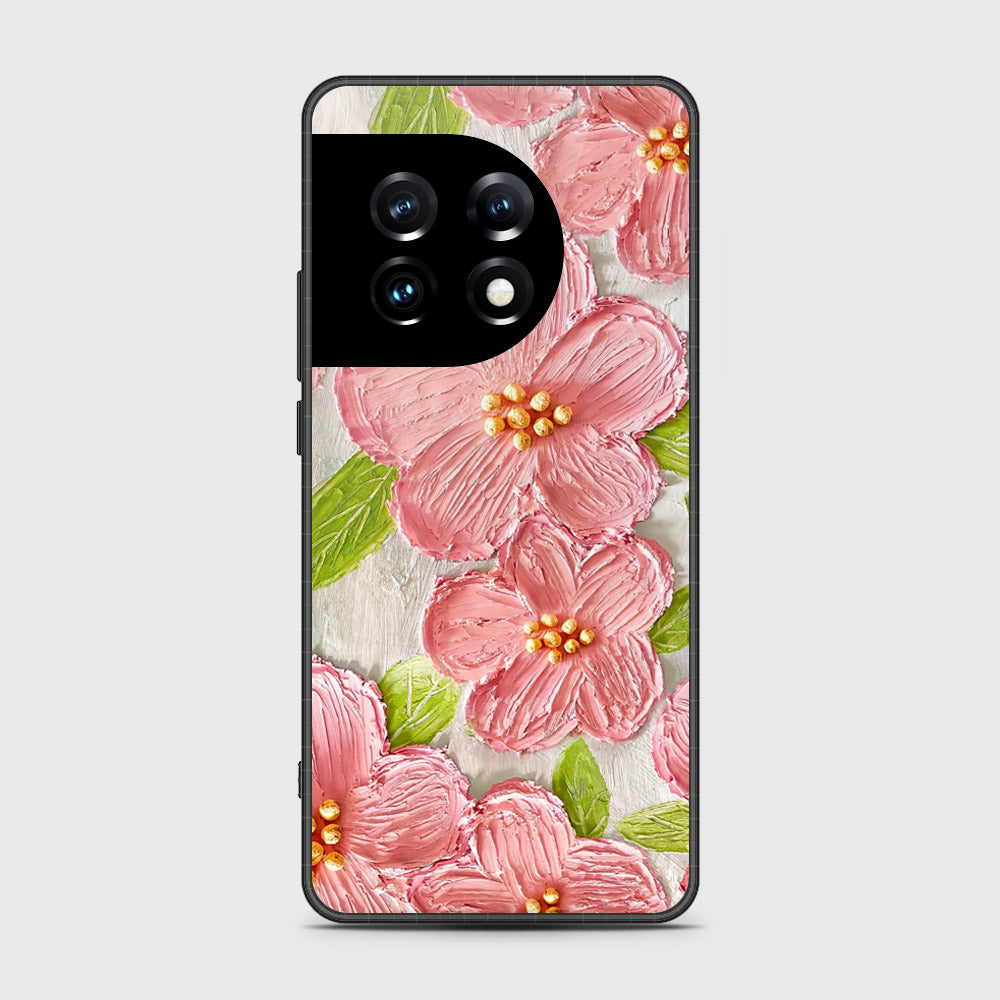 OnePlus Ace 2 Pro Cover - Floral Series - Design 9 - Pink & Green - HQ Ultra Shine Premium Infinity Glass Soft Silicon Borders Case