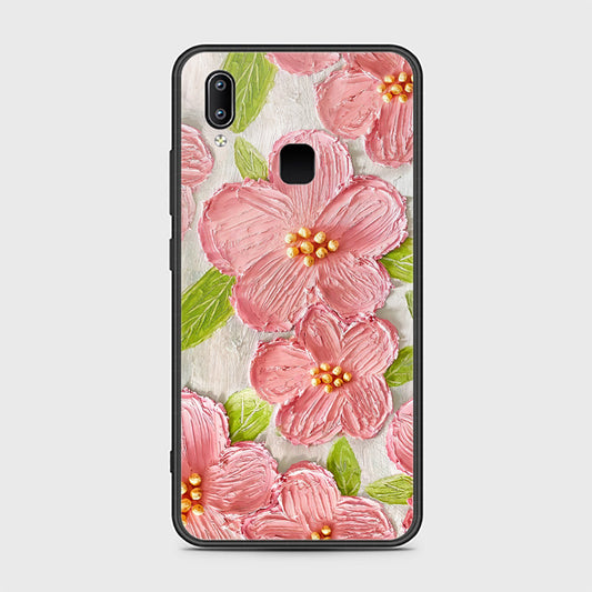 Vivo V9 / V9 Youth Cover - Floral Series - Design 9 - Pink & Green - HQ Ultra Shine Premium Infinity Glass Soft Silicon Borders Case