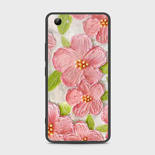 Vivo Y83 Cover - Floral Series - Design 9 - Pink & Green - HQ Ultra Shine Premium Infinity Glass Soft Silicon Borders Case