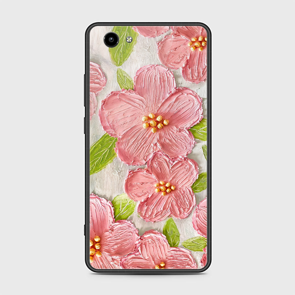 Vivo Y71 Cover - Floral Series - Design 9 - Pink & Green - HQ Ultra Shine Premium Infinity Glass Soft Silicon Borders Case