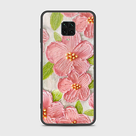 Xiaomi Redmi Note 9 Pro Cover - Floral Series - Design 9 - Pink & Green - HQ Ultra Shine Premium Infinity Glass Soft Silicon Borders Case