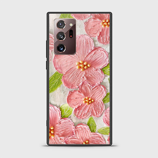 Samsung Galaxy Note 20 Ultra Cover - Floral Series - Design 9 - Pink & Green - HQ Ultra Shine Premium Infinity Glass Soft Silicon Borders Case