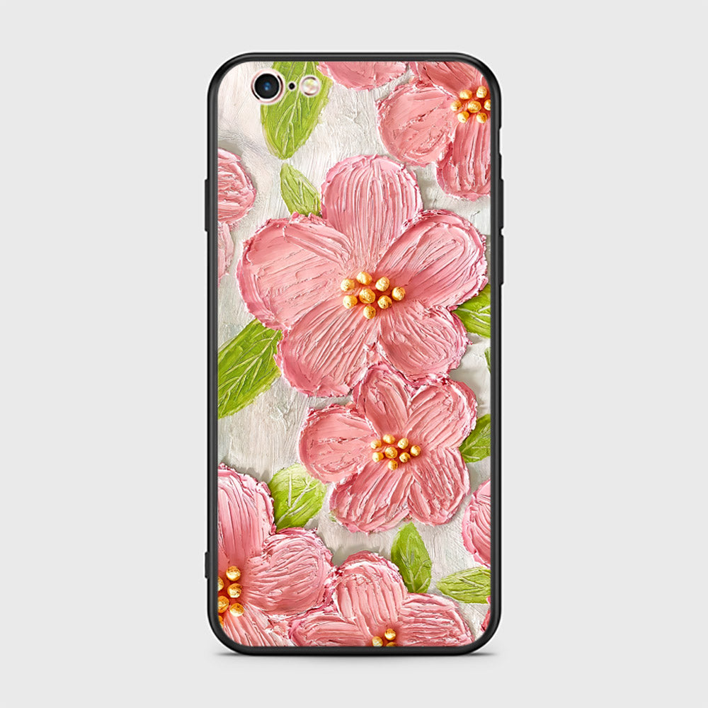 iPhone 6S / 6 Cover - Floral Series - Design 9 - Pink & Green - HQ Ultra Shine Premium Infinity Glass Soft Silicon Borders Case