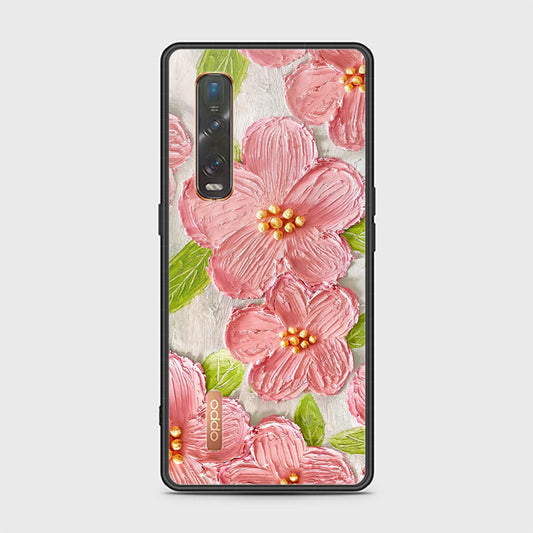 Oppo Find X2 Pro Cover - Floral Series - Design 9 - Pink & Green - HQ Ultra Shine Premium Infinity Glass Soft Silicon Borders Case