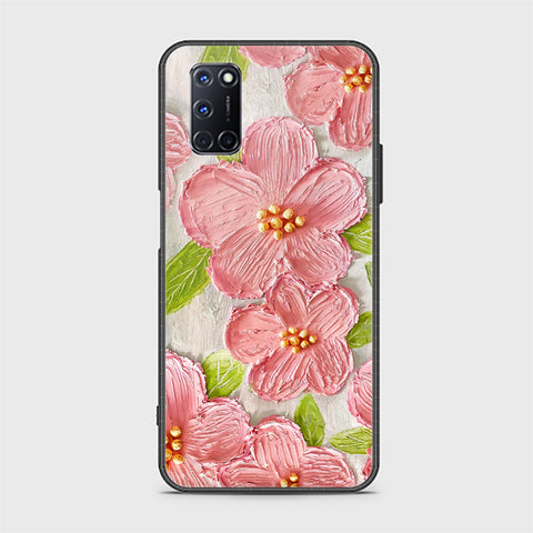 Oppo A72 Cover - Floral Series - Design 9 - Pink & Green - HQ Ultra Shine Premium Infinity Glass Soft Silicon Borders Case