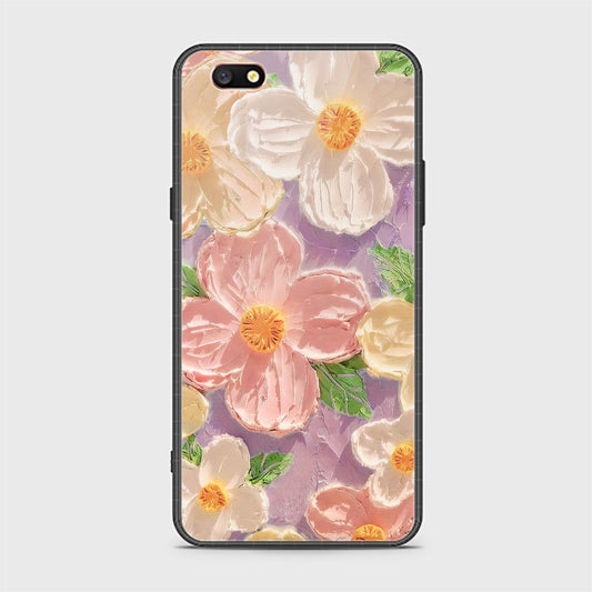 Oppo A77 Cover - Floral Series - Design 11 - White & Green - HQ Ultra Shine Premium Infinity Glass Soft Silicon Borders Case