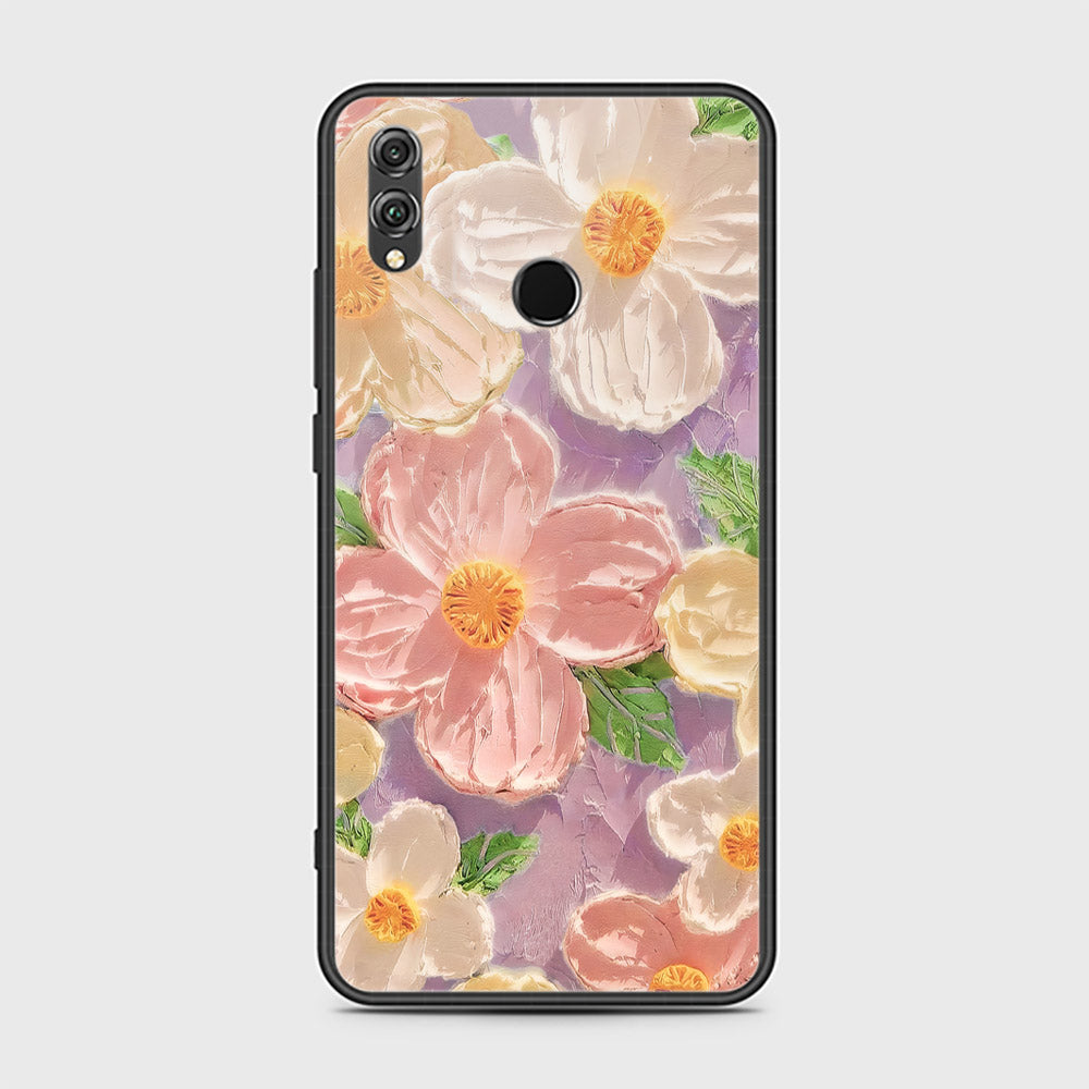 Huawei Honor 8X Cover - Floral Series - Design 11 - White & Green - HQ Ultra Shine Premium Infinity Glass Soft Silicon Borders Case