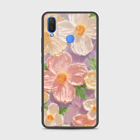 Huawei Y9 2019 Cover - Floral Series - Design 11 - White & Green - HQ Ultra Shine Premium Infinity Glass Soft Silicon Borders Case