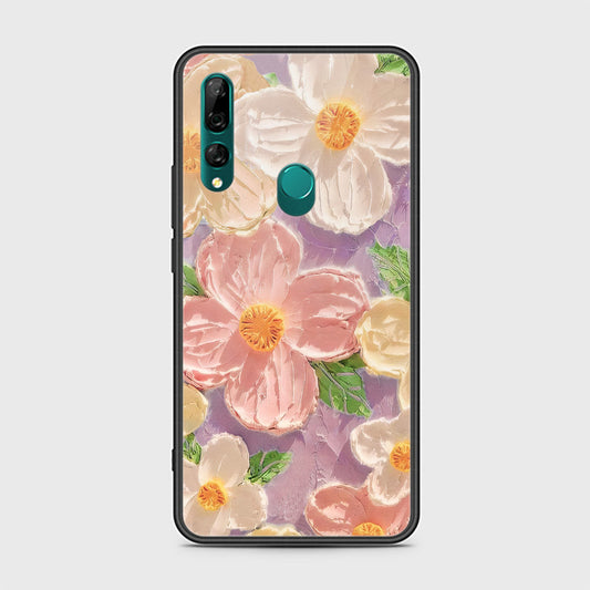 Huawei Y9 Prime 2019 Cover - Floral Series - Design 11 - White & Green - HQ Ultra Shine Premium Infinity Glass Soft Silicon Borders Case