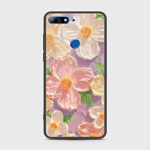 Y7 2018 Cover - Floral Series - Design 11 - White & Green - HQ Ultra Shine Premium Infinity Glass Soft Silicon Borders Case