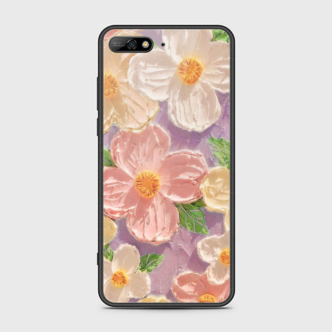 Huawei Y6 Prime 2018 Cover - Floral Series - Design 11 - White & Green - HQ Ultra Shine Premium Infinity Glass Soft Silicon Borders Case