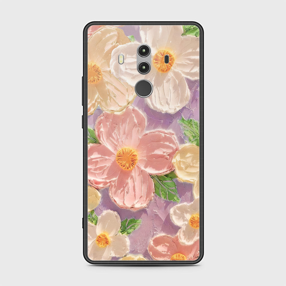 Huawei Mate 10 Pro Cover - Floral Series - Design 11 - White & Green - HQ Ultra Shine Premium Infinity Glass Soft Silicon Borders Case