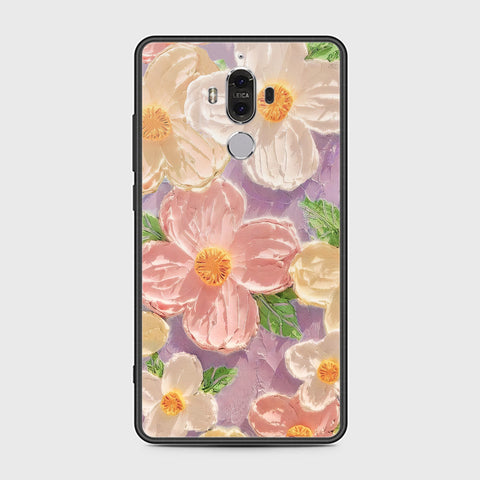 Huawei Mate 9 Cover - Floral Series - Design 11 - White & Green - HQ Ultra Shine Premium Infinity Glass Soft Silicon Borders Case