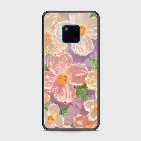 Huawei Mate 20 Pro Cover - Floral Series - Design 11 - White & Green - HQ Ultra Shine Premium Infinity Glass Soft Silicon Borders Case