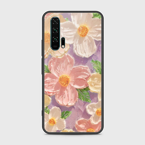 Honor 20 Pro Cover - Floral Series - Design 11 - White & Green - HQ Ultra Shine Premium Infinity Glass Soft Silicon Borders Case