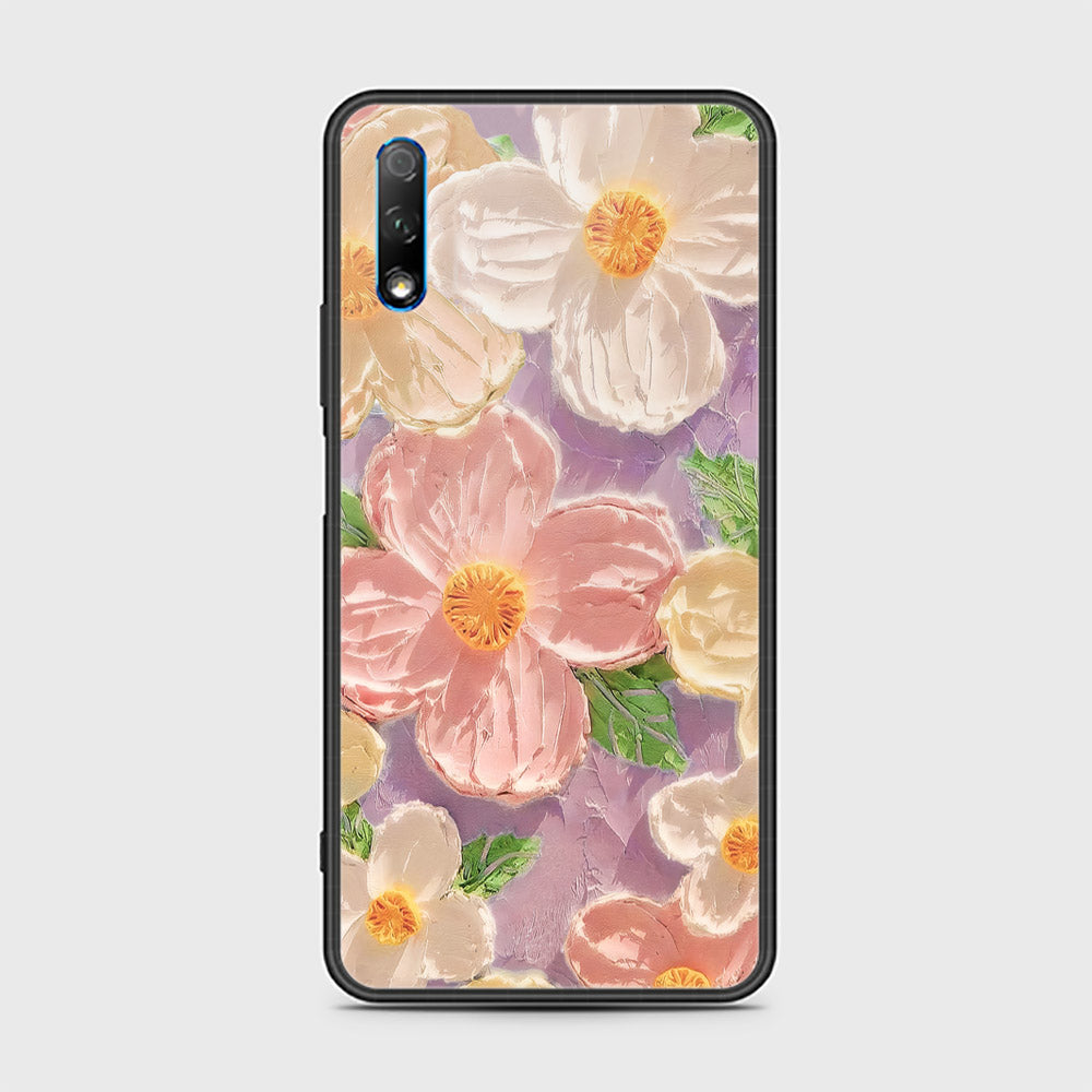 Honor 9X Cover - Floral Series - Design 11 - White & Green - HQ Ultra Shine Premium Infinity Glass Soft Silicon Borders Case