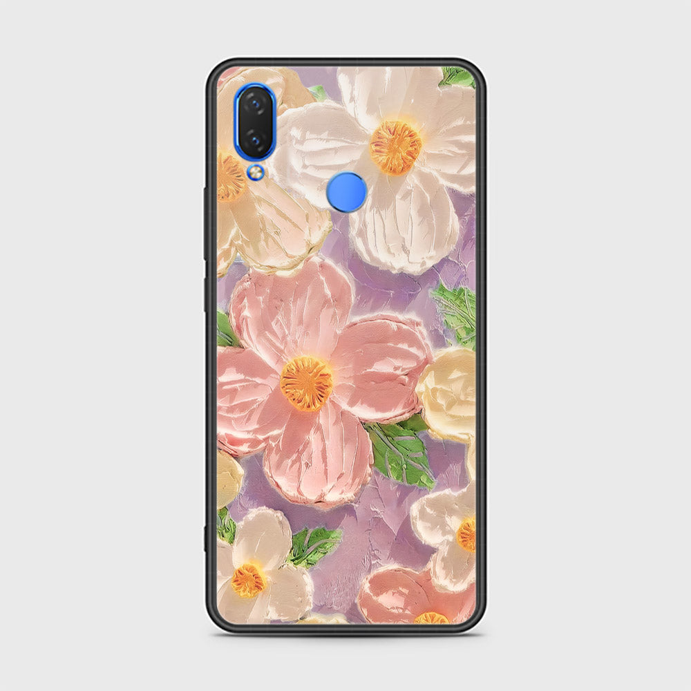 Huawei Honor Play Cover - Floral Series - Design 11 - White & Green - HQ Ultra Shine Premium Infinity Glass Soft Silicon Borders Case