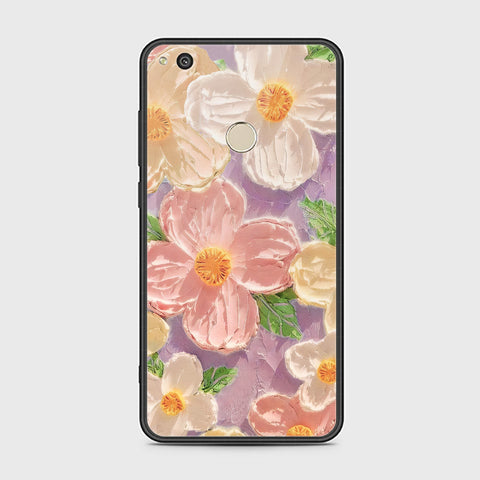 P8 Lite 2017 Cover - Floral Series - Design 11 - White & Green - HQ Ultra Shine Premium Infinity Glass Soft Silicon Borders Case