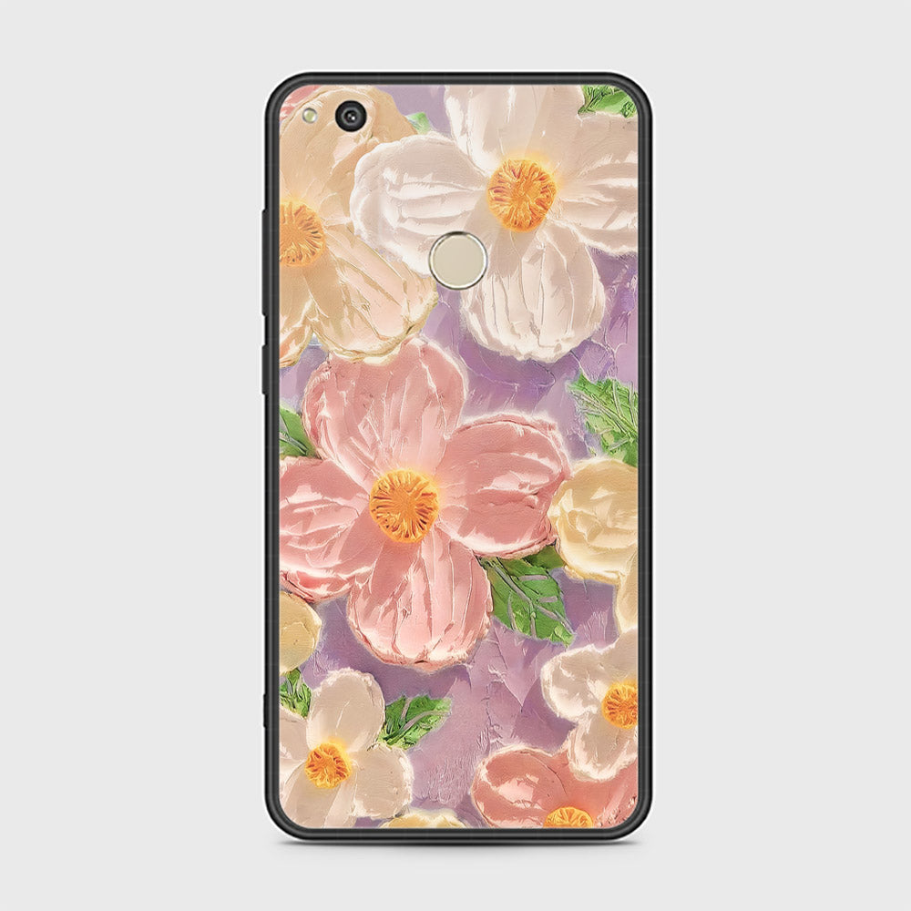 Huawei Honor 8 Lite Cover - Floral Series - Design 11 - White & Green - HQ Ultra Shine Premium Infinity Glass Soft Silicon Borders Case