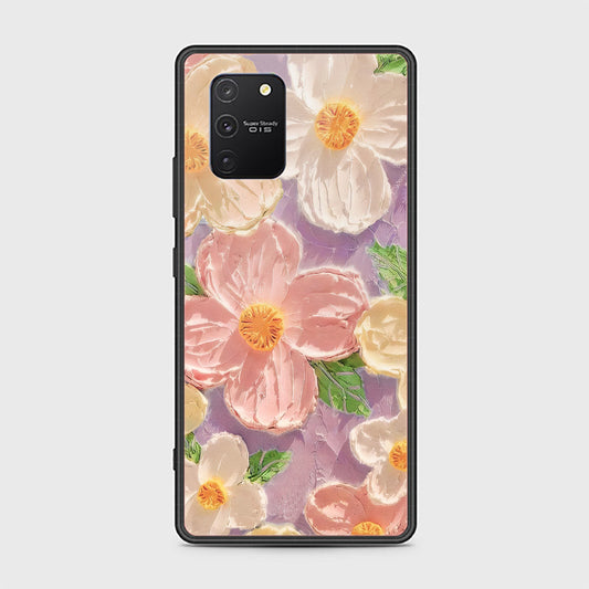 Samsung Galaxy A91 Cover - Floral Series - Design 11 - White & Green - HQ Ultra Shine Premium Infinity Glass Soft Silicon Borders Case