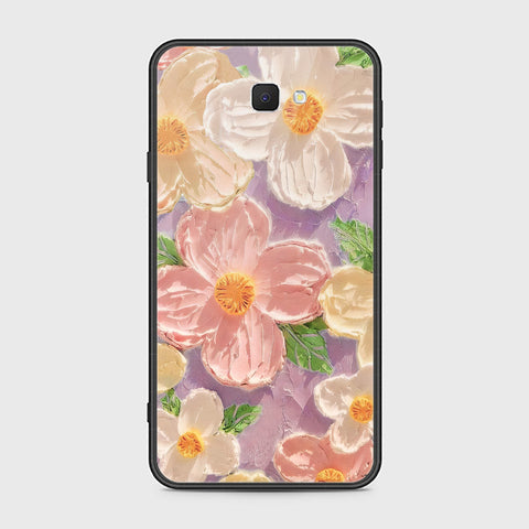 Samsung Galaxy J7 Prime Cover - Floral Series - Design 11 - White & Green - HQ Ultra Shine Premium Infinity Glass Soft Silicon Borders Case