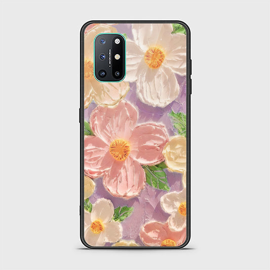 OnePlus 8T Cover - Floral Series - Design 11 - White & Green - HQ Ultra Shine Premium Infinity Glass Soft Silicon Borders Case