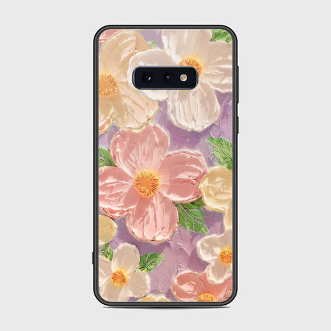 Samsung Galaxy S10e Cover - Floral Series - Design 11 - White & Green - HQ Ultra Shine Premium Infinity Glass Soft Silicon Borders Case