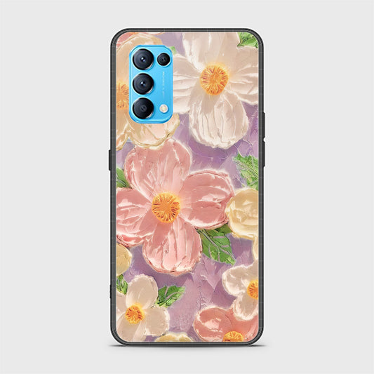 Oppo Find X3 Lite Cover - Floral Series - Design 11 - White & Green - HQ Ultra Shine Premium Infinity Glass Soft Silicon Borders Case