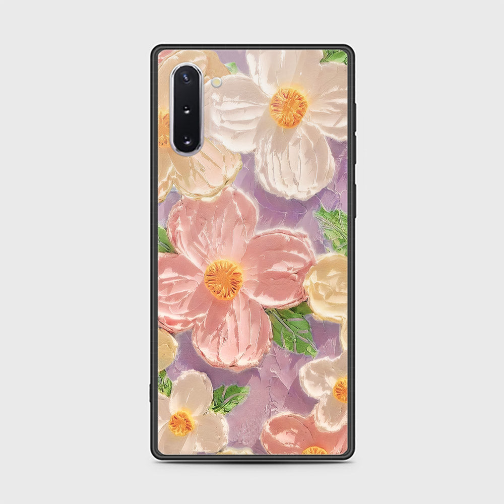 Samsung Galaxy Note 10  Cover - Floral Series - Design 11 - White & Green - HQ Ultra Shine Premium Infinity Glass Soft Silicon Borders Case