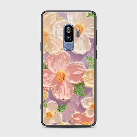 Samsung Galaxy S9 Plus Cover - Floral Series - Design 11 - White & Green - HQ Ultra Shine Premium Infinity Glass Soft Silicon Borders Case