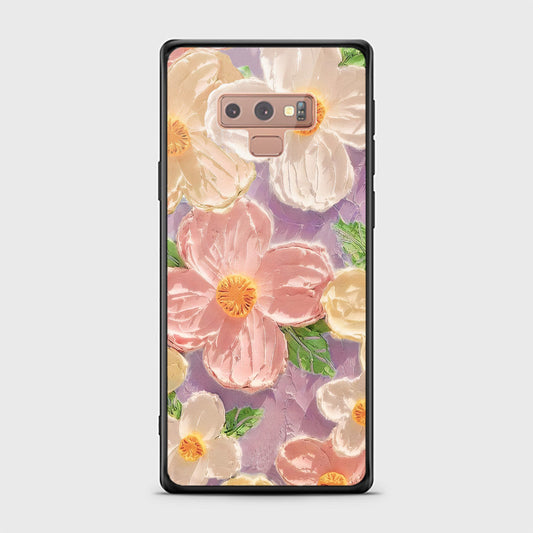 Samsung Galaxy Note 9 Cover - Floral Series - Design 11 - White & Green - HQ Ultra Shine Premium Infinity Glass Soft Silicon Borders Case